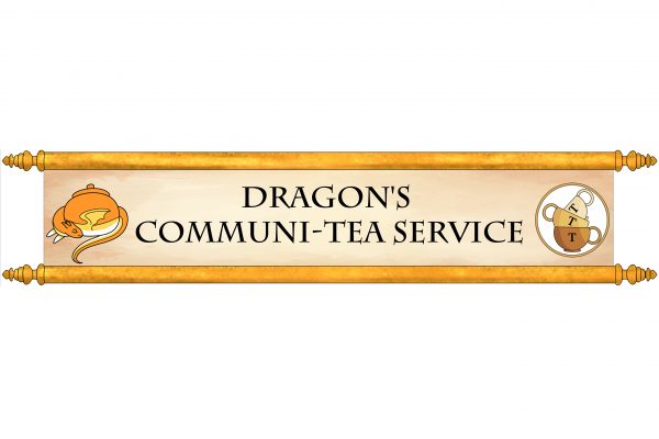 A banner for the game "dragon's Communi-Tea service" which includes a logo for team TTT.